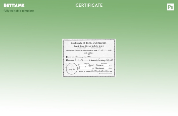 модерен стил Њујоршката римокатоличка црква шаблон за потврда за раѓање